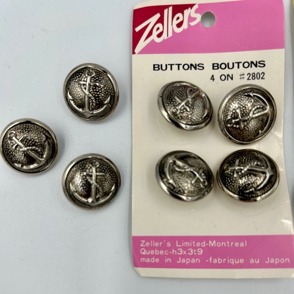 NOS Vintage Buttons Anchors Crest Icon Nautical & Leather Look - Lot of 14 - Picture 3 of 6